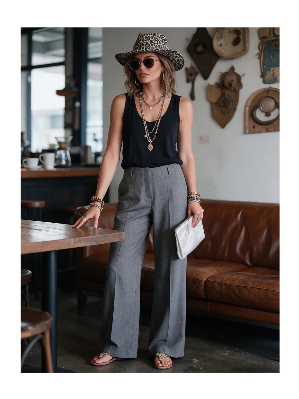 Vintage 90’s: Teenflo ☯︎︎ Wool Blend Pant ☯︎ Dark Heather ︎Grey Crosshatch ☯︎︎ 8